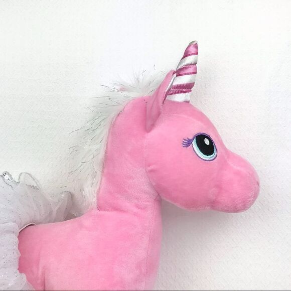 Build-A-Bear Pink “ Employee Swirl” Candy Stripe Unicorn with Ballet TuTu - Picture 6 of 13